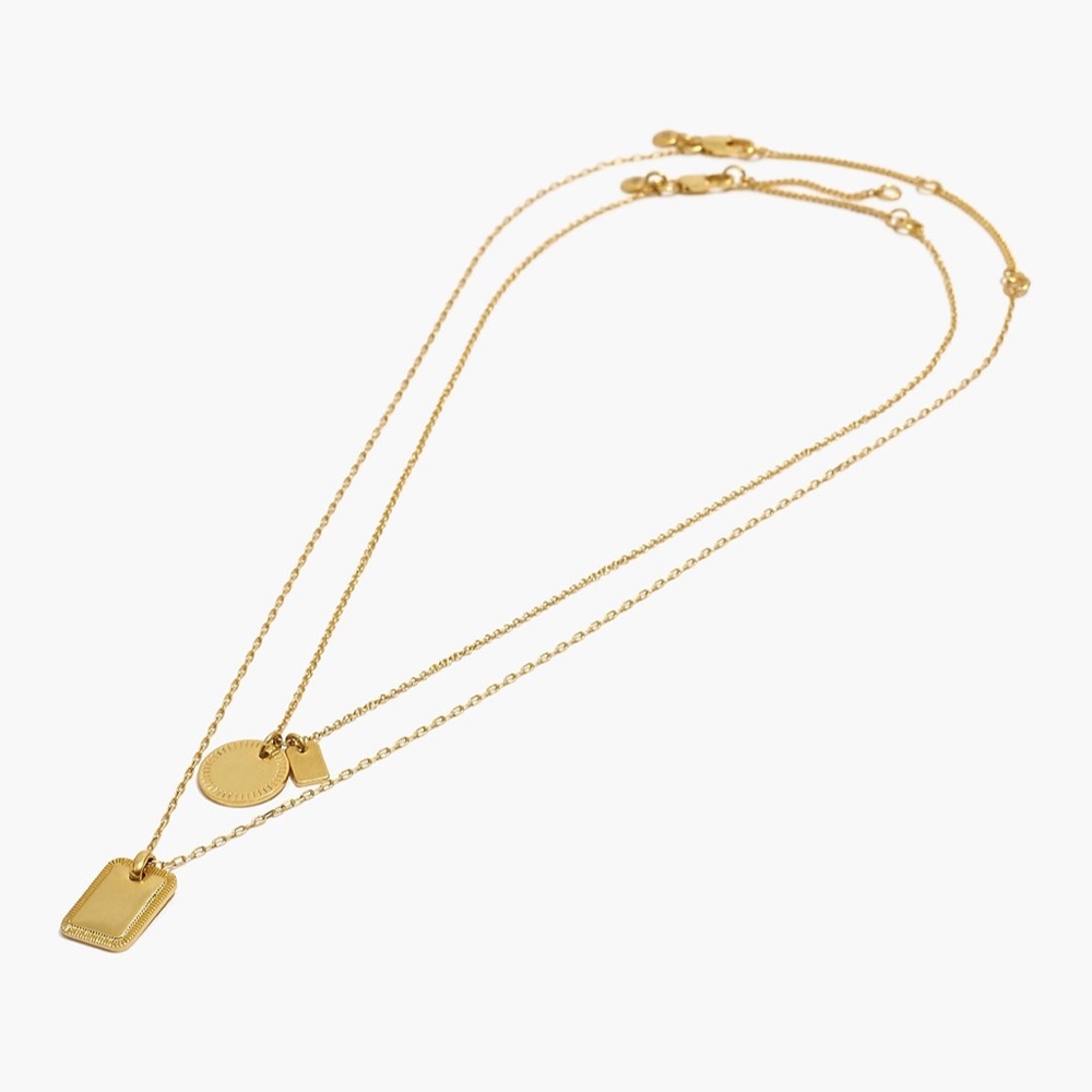 New MADEWELL Etched Coin Necklace Set in Vintage Gold - Picture 2 of 4